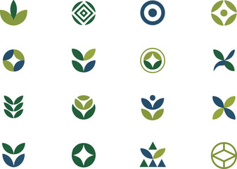 Obraz premium Nature Inspired Abstract Leaf and Geometric Logos Collection
