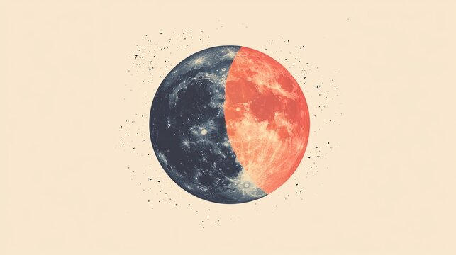 Half Moon, Blood Moon, Space, Minimalist Art, Digital Collage - Powered by Adobe