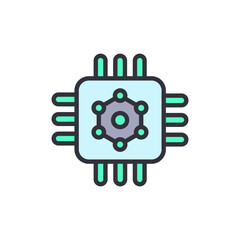Stylized Computer Chip Icon Depicting Advanced Technology Design