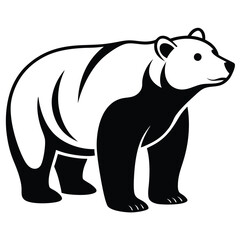Monochrome bear stands majestically, showcasing bold, striking black and white contrasts against solid background