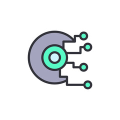 Stylized Digital Eye With Connected Nodes On Transparent Backdrop