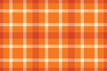 Vibrant orange and white plaid pattern. Perfect for autumnal designs, textiles, websites, or packaging.  This seamless texture evokes warmth, energy, and a classic style.