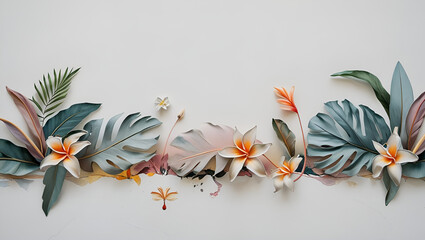 Pastel tone floral lines, vector style illustration.