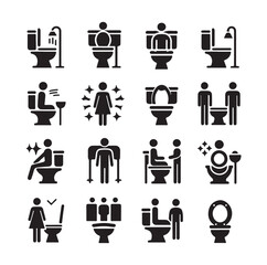 set toilet sign symbol icon  bathroom outline sig Restrooms for men and women, vecto