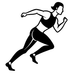 Fototapeta premium Woman Runner in Motion Black and White Vector Illustration