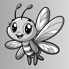 Cute Vector Illustration of a Smiling Bee – Adorable Cartoon Insect with Wings and Stripes for Kids Nature, Wildlife, and Garden Designs