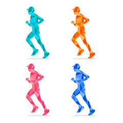 Set of colorful geometric runners isolated on white background. Colorful vector illustration.