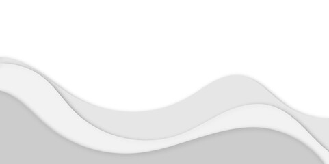 Abstract minimal wavy layered background with soft gray curves and shadow effects. Modern 3D paper-cut style design, perfect for web banners, presentations, or elegant graphic layouts.