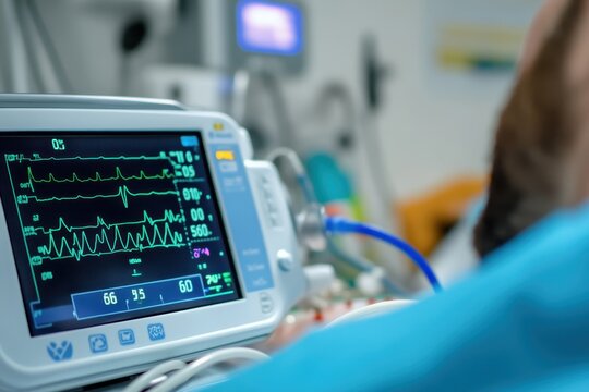 Pulse oximeter measuring oxygen saturation and heart rate in a clinical setting during patient monitoring in a healthcare facility