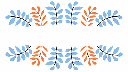 Blue and Orange Floral Border