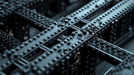 Obraz premium Metal Structure Framework with Rivets and Connecting Beams