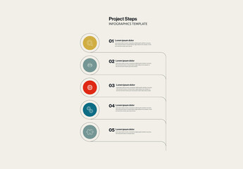Timeline Infographic Template Vertical 5 Menu Options with Icons