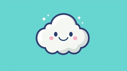 Fototapeta premium Cute cloud cartoon character, friendly expression, simple design, suitable for children's content