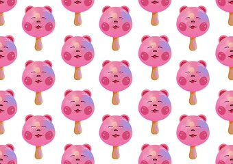 Delicious pink purple bear ice cream vector pattern illustration. Perfect for wallpapers, assets, etc.