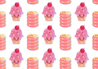 Delicious ice cream and smoothie vector pattern illustration. Perfect for wallpapers, assets, etc.