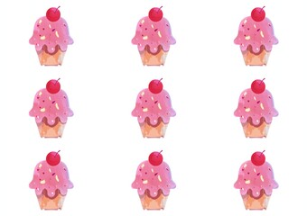 Delicious double sweet ice cream vector pattern illustration. Perfect for wallpapers, assets, etc.