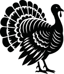 Silhouette turkey bird isolated vector art on white background