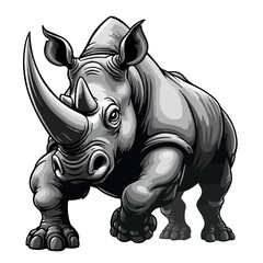 Fototapeta premium Hand drawn cartoon rhinos vector illustration