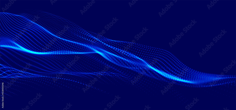 Wall mural abstract background with dynamic color wave. futuristic dotted wave of bright particles. colorful ba