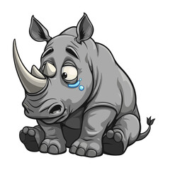Fototapeta premium Hand drawn cartoon rhinos vector illustration