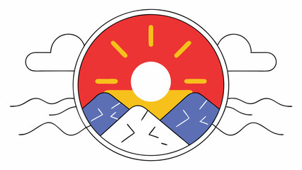 Sunset Over Mountains in a Circle