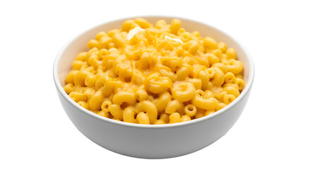 Serving of Mac and Cheese in Bowl on White Background