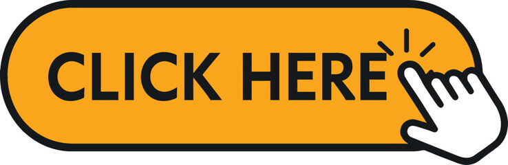 Vector illustration of a click here button with a hand pointer in a simple design