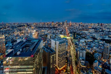 The night view of the bustling city