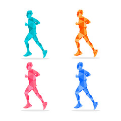 Set of colorful geometric runners isolated on white background. Colorful vector illustration.
