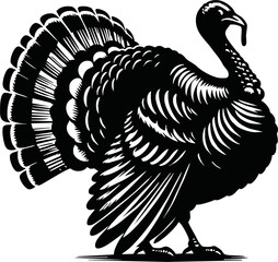 Silhouette turkey bird isolated vector art on white background