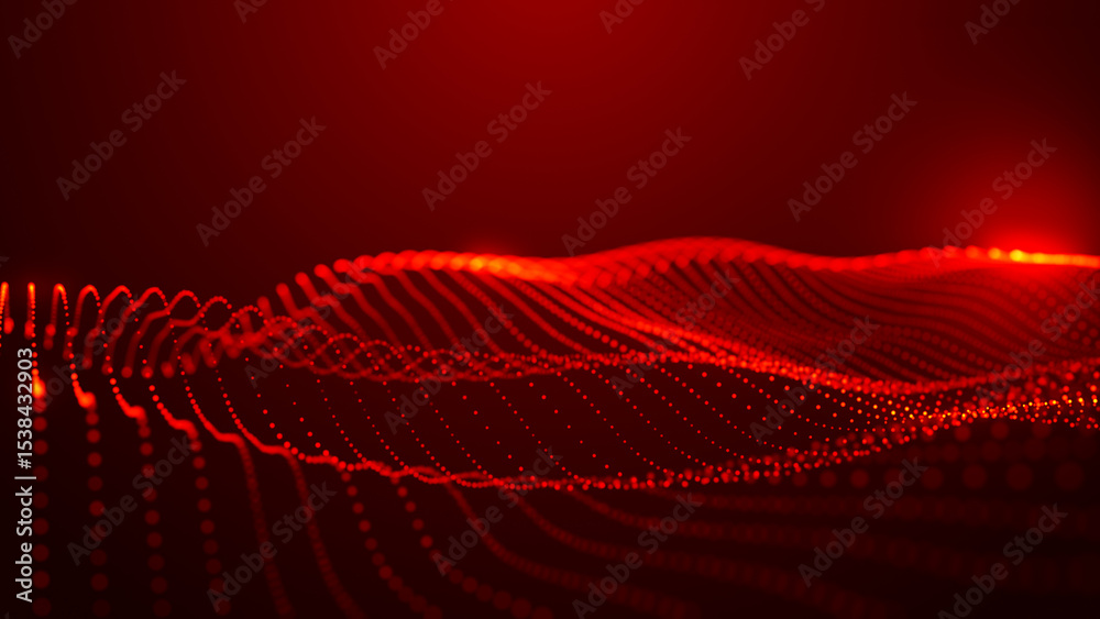 Wall mural abstract background with dynamic color wave. futuristic dotted wave of bright particles. colorful ba
