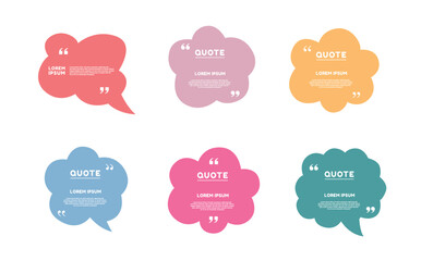 Quote box frame, big set. Texting quote boxes. Blank template quote text info design boxes quotation bubble blog quotes symbols. Creative vector banner illustration. Vector brushes background