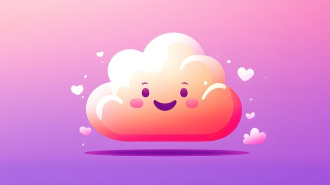 Cute cartoon cloud, happy expression, soft colors, cheerful background, digital art, for kids, social media, or greeting cards