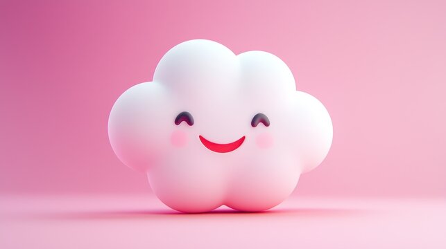 Cute cloud character on pink background