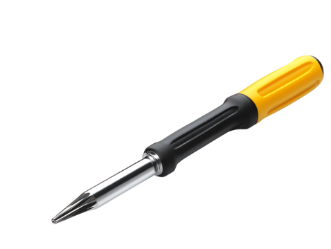 Screwdriver with Yellow Handle on White Background - Powered by Adobe