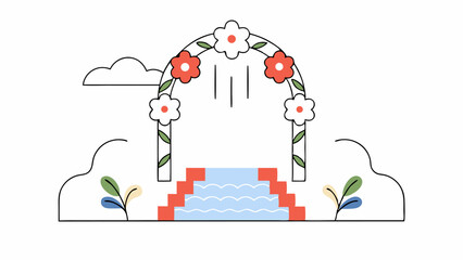 Floral Archway with Water Feature