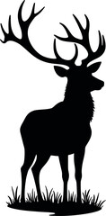Majestic deer silhouette isolated on white background