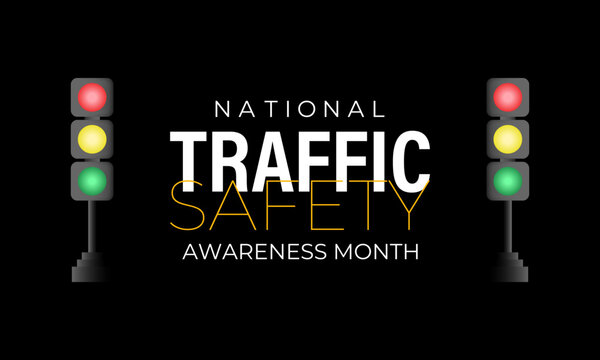 Illustration on the theme of National Traffic Safety Awareness Month is observed every August. Creating for web banner, cards, prints, social media, poster, flyer and background design template. - Powered by Adobe