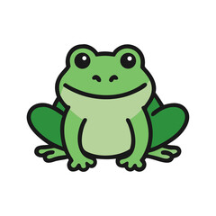 Cute cartoon green frog illustration