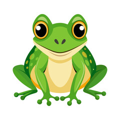 Cute green frog cartoon illustration