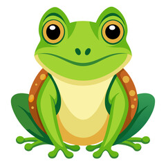 Cute cartoon green frog illustration