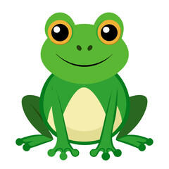 Cute cartoon green frog illustration