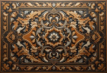 Ornate Vintage Floral Pattern with Baroque Motifs