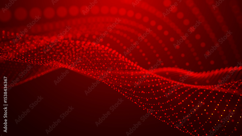 Wall mural abstract background with dynamic color wave. futuristic dotted wave of bright particles. colorful ba