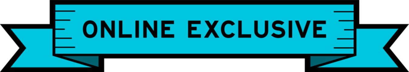 Ribbon label banner with word member exclusive in blue color on white background