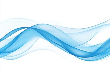 Naklejka premium Blue abstract smoke waves gracefully flow across a white background, creating a mesmerizing and calming visual effect that invites contemplation and creativity