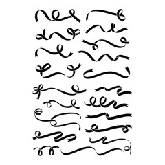 Obraz premium Set of black ribbon silhouette vector