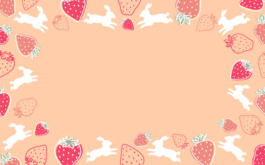 Summer Strawberry Fruit and Bunny Frame