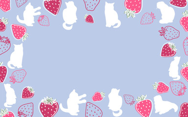 Summer Strawberry Fruit and Cats Frame