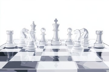 Chess pieces positioned on a smooth board create a strategic battlefield for intense gameplay and mind games